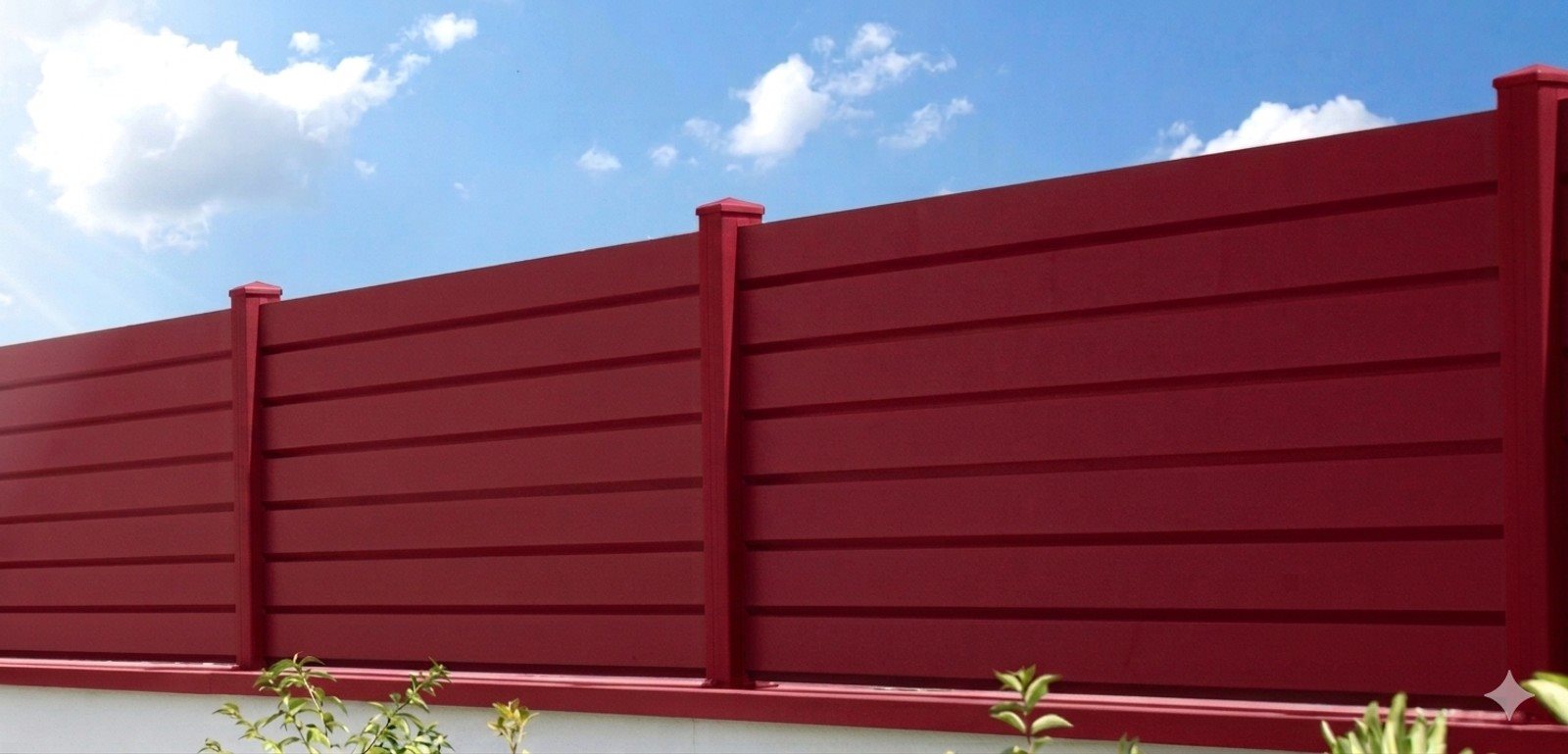 Clôture aluminium à lames horizontales assortie au portail — Alsace du Nord